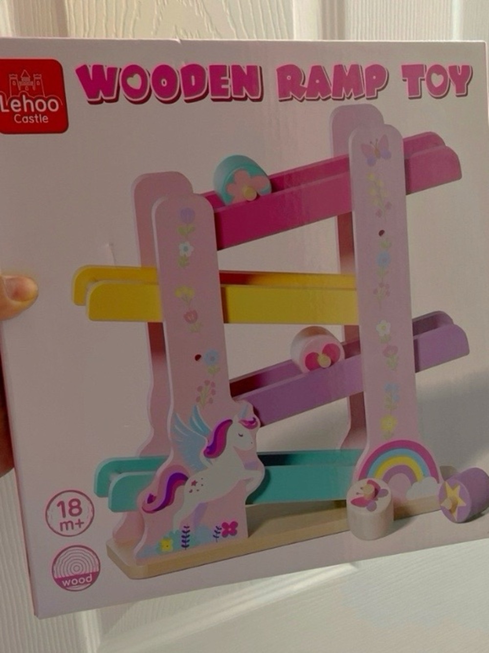 Wooden Ramp Toy - Pastel Pink, Purple, Yellow & Teal
